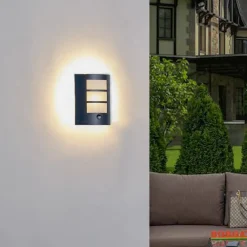 Lindby Væglampe Med Sensor|Væglamper > udendørs væglampe Vimal, sensor, E27, 26 cm, aluminium