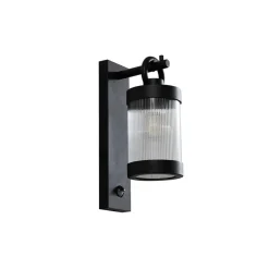 Lindby Væglampe Med Sensor|Terrassebelysning > udendørs væglampe Yrene, 20cm, sort, sensor, riffel
