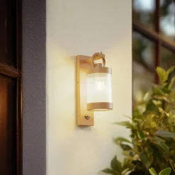 Lindby Væglampe Med Sensor|Væglamper > udendørs væglampe Yrene, 20 cm, beige, sensor, ripple