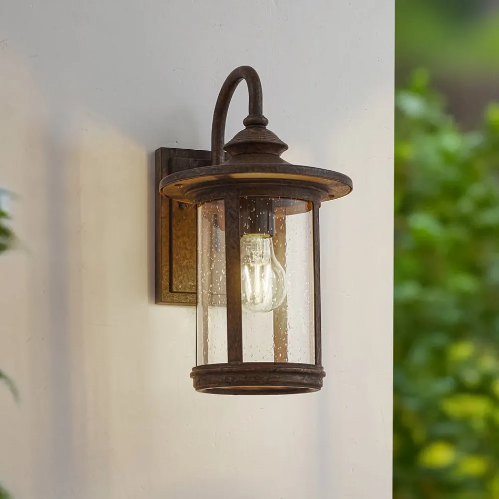 Lindby Terrassebelysning|Væglamper > udendørs væglampe Zayn, rustfarvet, glas, IP23