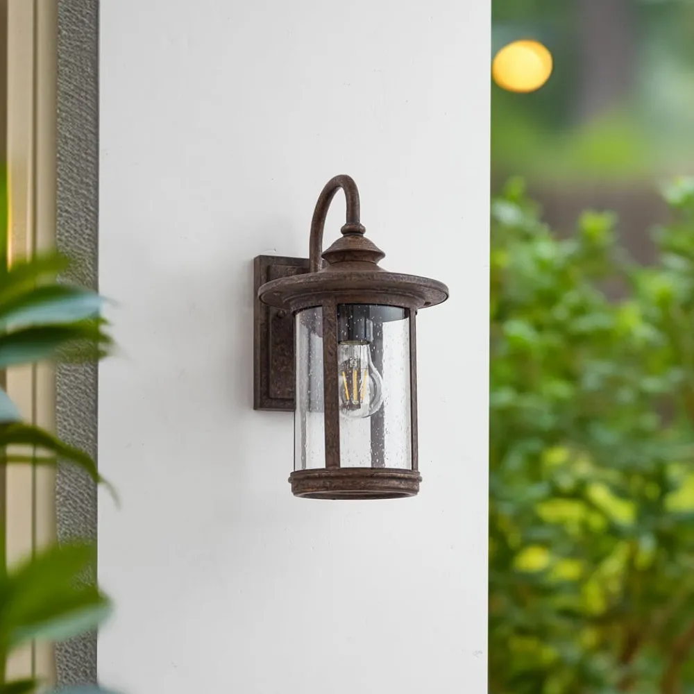Lindby Terrassebelysning|Væglamper > udendørs væglampe Zayn, rustfarvet, glas, IP23