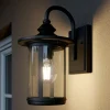 Lindby Terrassebelysning > udendørs væglampe Zayn, sort, glas, højde 33 cm, IP23