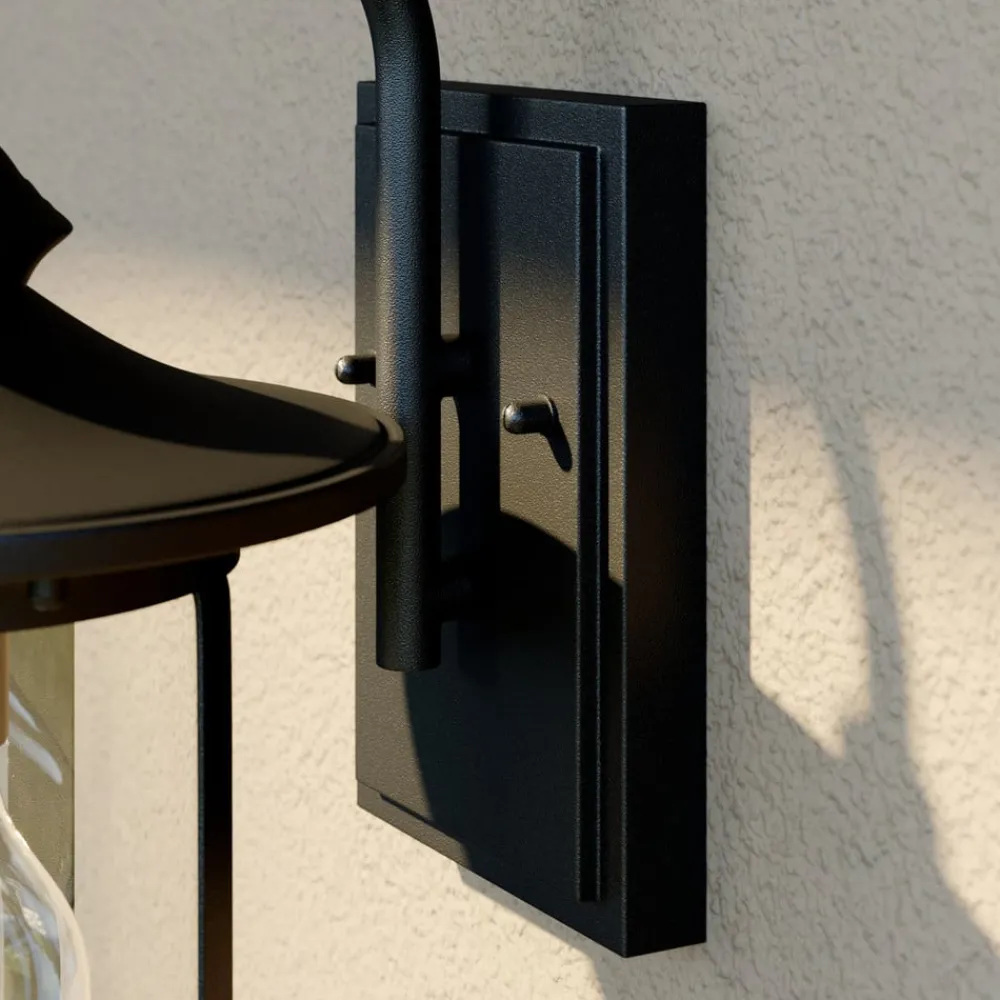 Lindby Terrassebelysning > udendørs væglampe Zayn, sort, glas, højde 33 cm, IP23