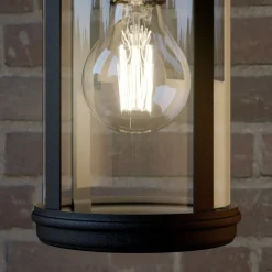 Lindby Terrassebelysning > udendørs væglampe Zayn, sort, glas, højde 33 cm, IP23