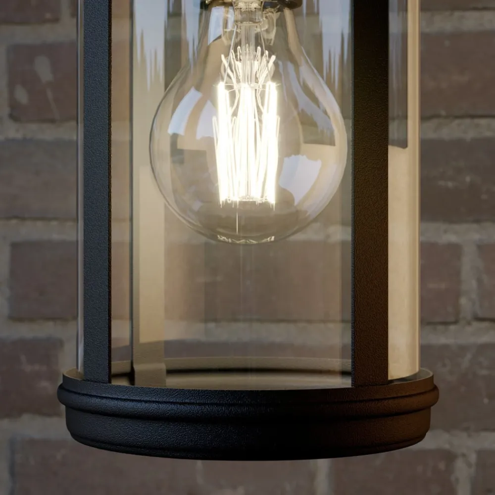 Lindby Terrassebelysning > udendørs væglampe Zayn, sort, glas, højde 33 cm, IP23