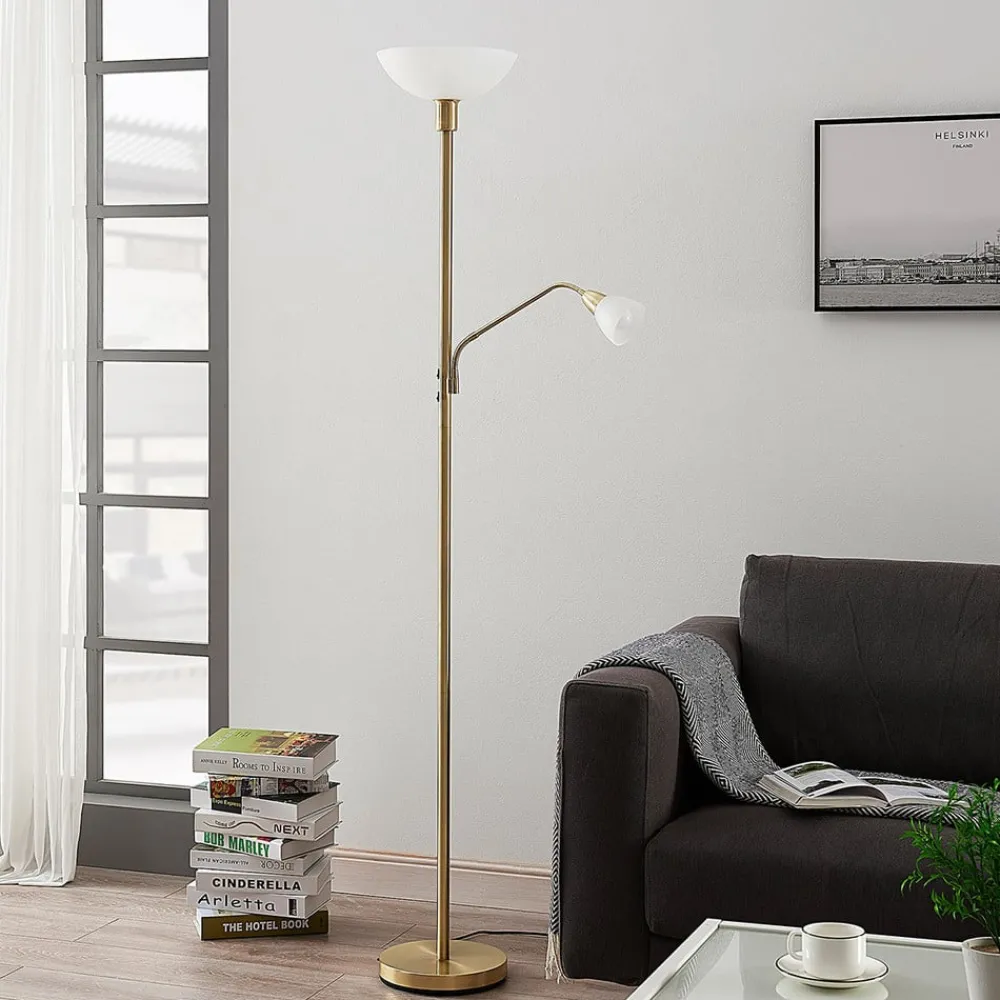 Lindby Gulvlamper|Gulvlamper > uplight Jost, 180 cm, messing, læselampe, E27