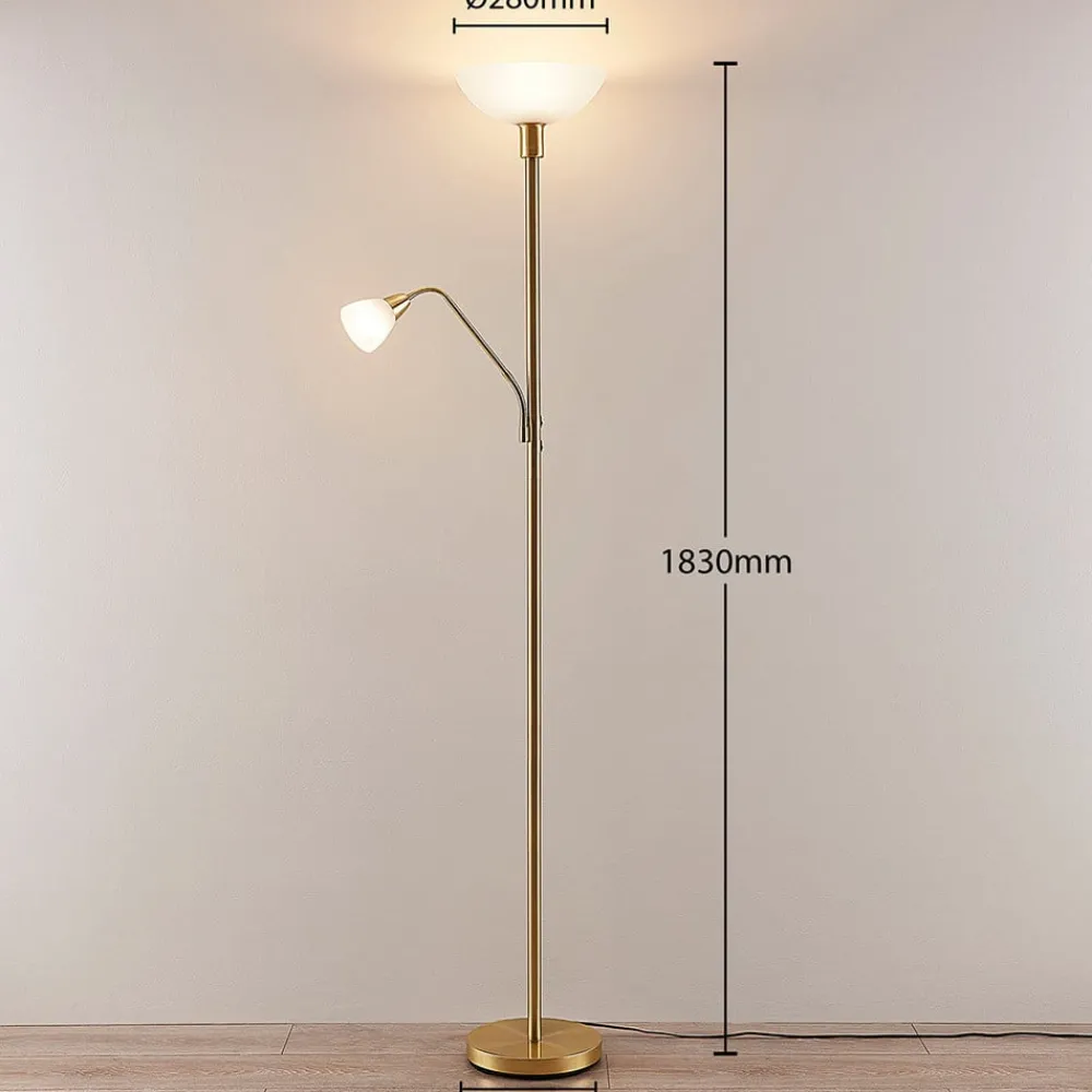 Lindby Gulvlamper|Gulvlamper > uplight Jost, 180 cm, messing, læselampe, E27