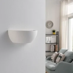 Lindby Gang|Pendellamper > uplight væglampe Jimmy, hvid, gips, halvcirkelformet, 24 cm, E14