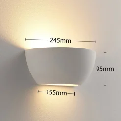 Lindby Gang|Pendellamper > uplight væglampe Jimmy, hvid, gips, halvcirkelformet, 24 cm, E14