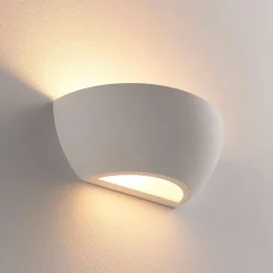 Lindby Gang|Pendellamper > uplight væglampe Jimmy, hvid, gips, halvcirkelformet, 24 cm, E14