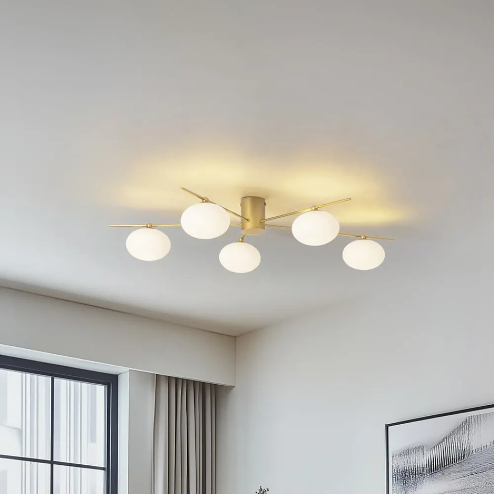 Loftlamper|Loftlamper ^ Lindby Valisa loftslampe, guld, 5-lys