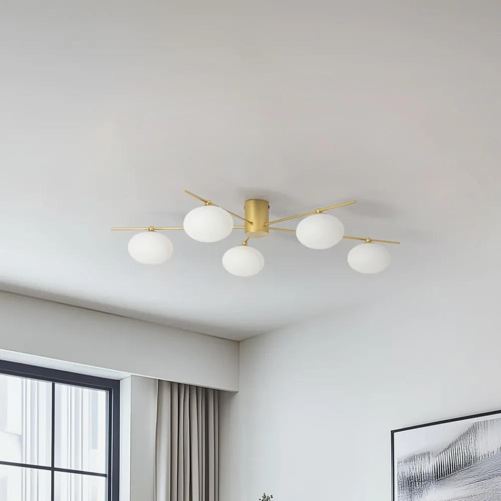 Loftlamper|Loftlamper ^ Lindby Valisa loftslampe, guld, 5-lys