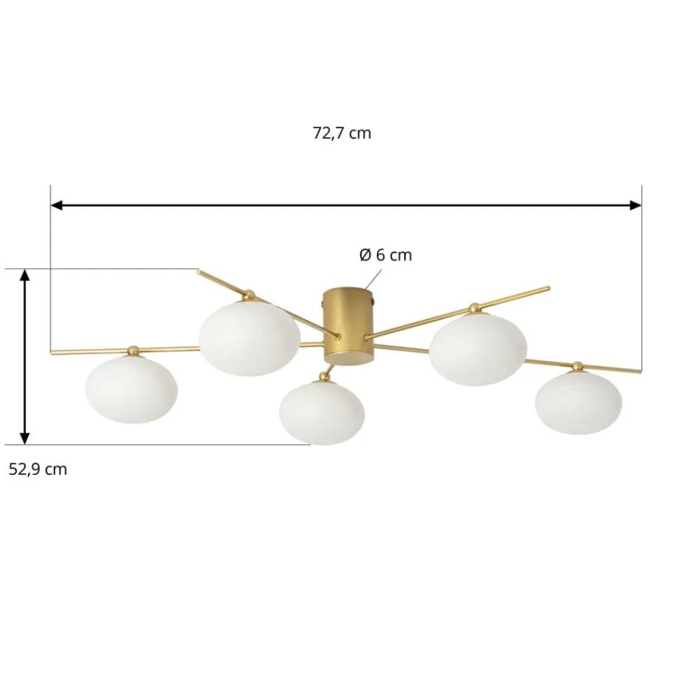 Loftlamper|Loftlamper ^ Lindby Valisa loftslampe, guld, 5-lys