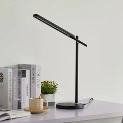 Lindby Arbejdsrum/Kontor|Bordlamper > Valtorin LED-skrivebordslampe, sort