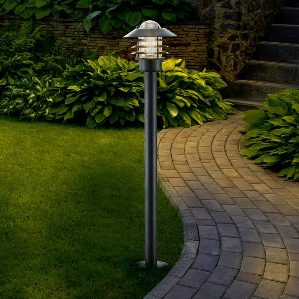 Lindby Gadebelysning > vejlampe Belmiro, jern, 100 cm høj, E27, sort