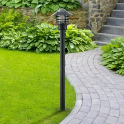 Lindby Gadebelysning > vejlampe Belmiro, jern, 100 cm høj, E27, sort