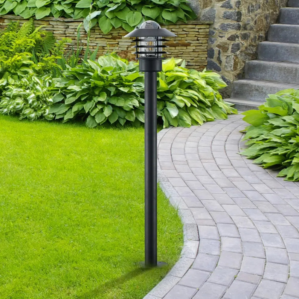 Lindby Gadebelysning > vejlampe Belmiro, jern, 100 cm høj, E27, sort