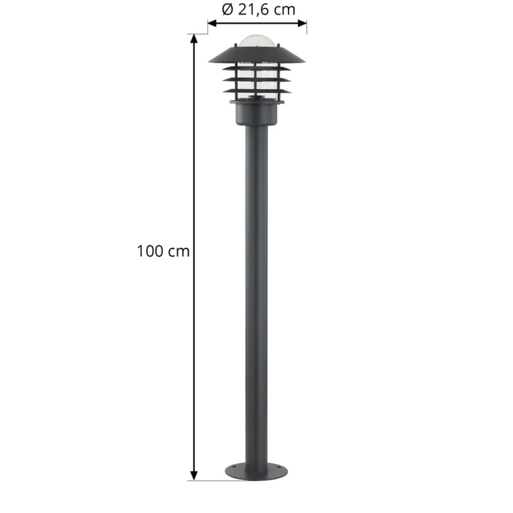 Lindby Gadebelysning > vejlampe Belmiro, jern, 100 cm høj, E27, sort