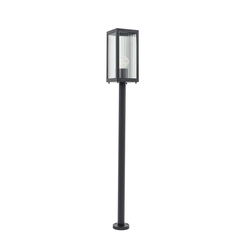Gadebelysning ^ Lindby vejlampe Bolgar, sort, metal, glas, 15 cm