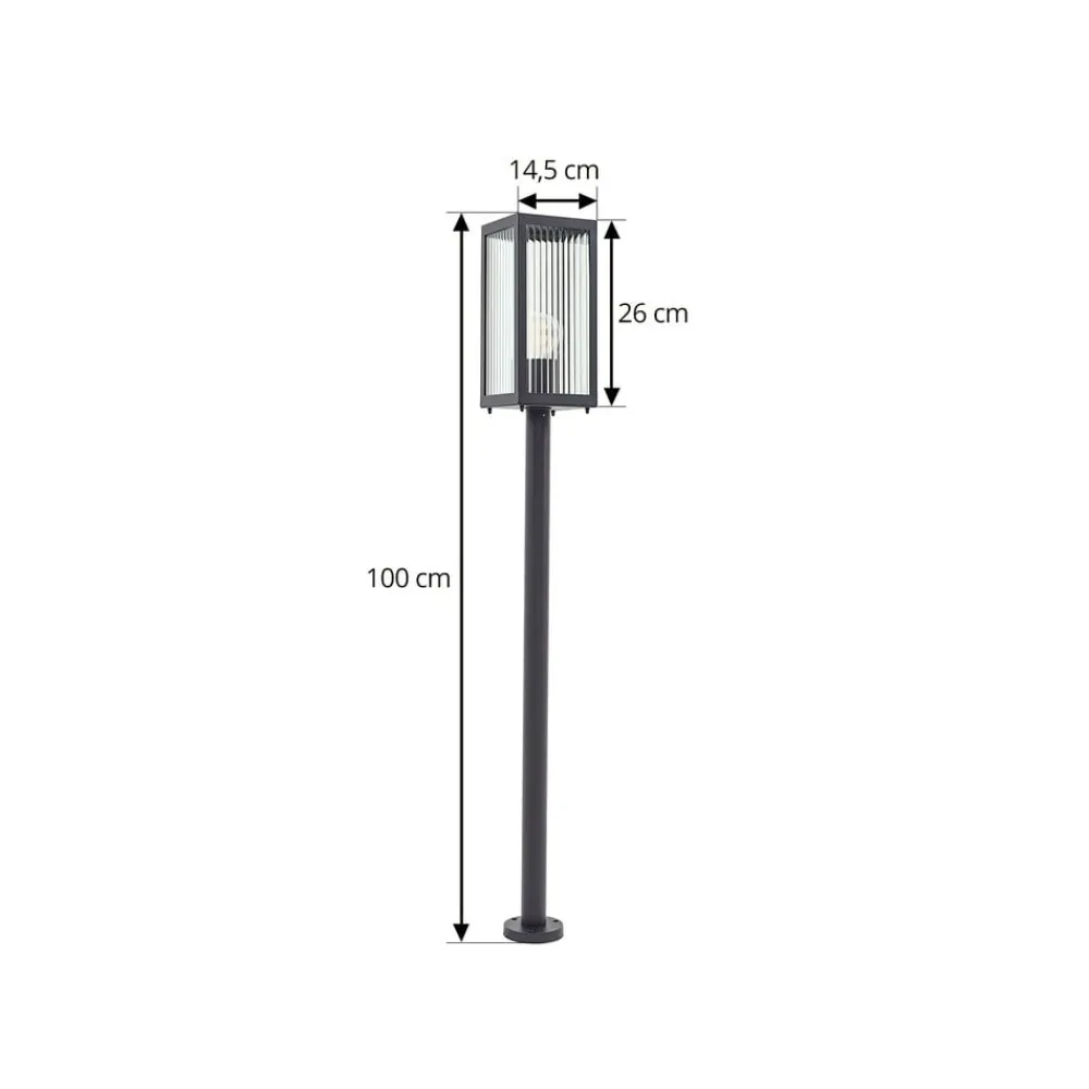 Gadebelysning ^ Lindby vejlampe Bolgar, sort, metal, glas, 15 cm