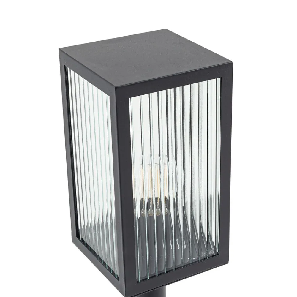 Gadebelysning ^ Lindby vejlampe Bolgar, sort, metal, glas, 15 cm