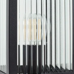 Gadebelysning ^ Lindby vejlampe Bolgar, sort, metal, glas, 15 cm