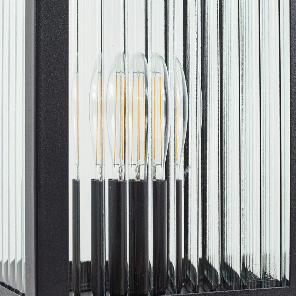 Gadebelysning ^ Lindby vejlampe Bolgar, sort, metal, glas, 15 cm
