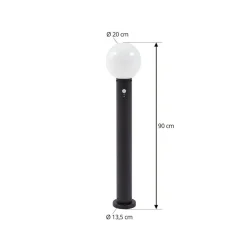 Gadebelysning ^ Lindby vejlampe Dangan, hvid, 90 cm, glas, sensor