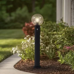 Gadebelysning ^ Lindby vejlampe Dangan, klar, 90 cm, glas, sensor