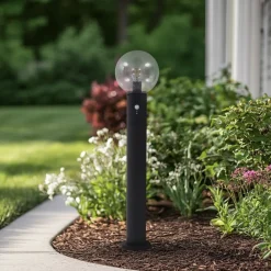 Gadebelysning ^ Lindby vejlampe Dangan, klar, 90 cm, glas, sensor