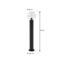 Lindby Gadebelysning > vejlampe Dangan, klar, højde 90 cm, glas, metal