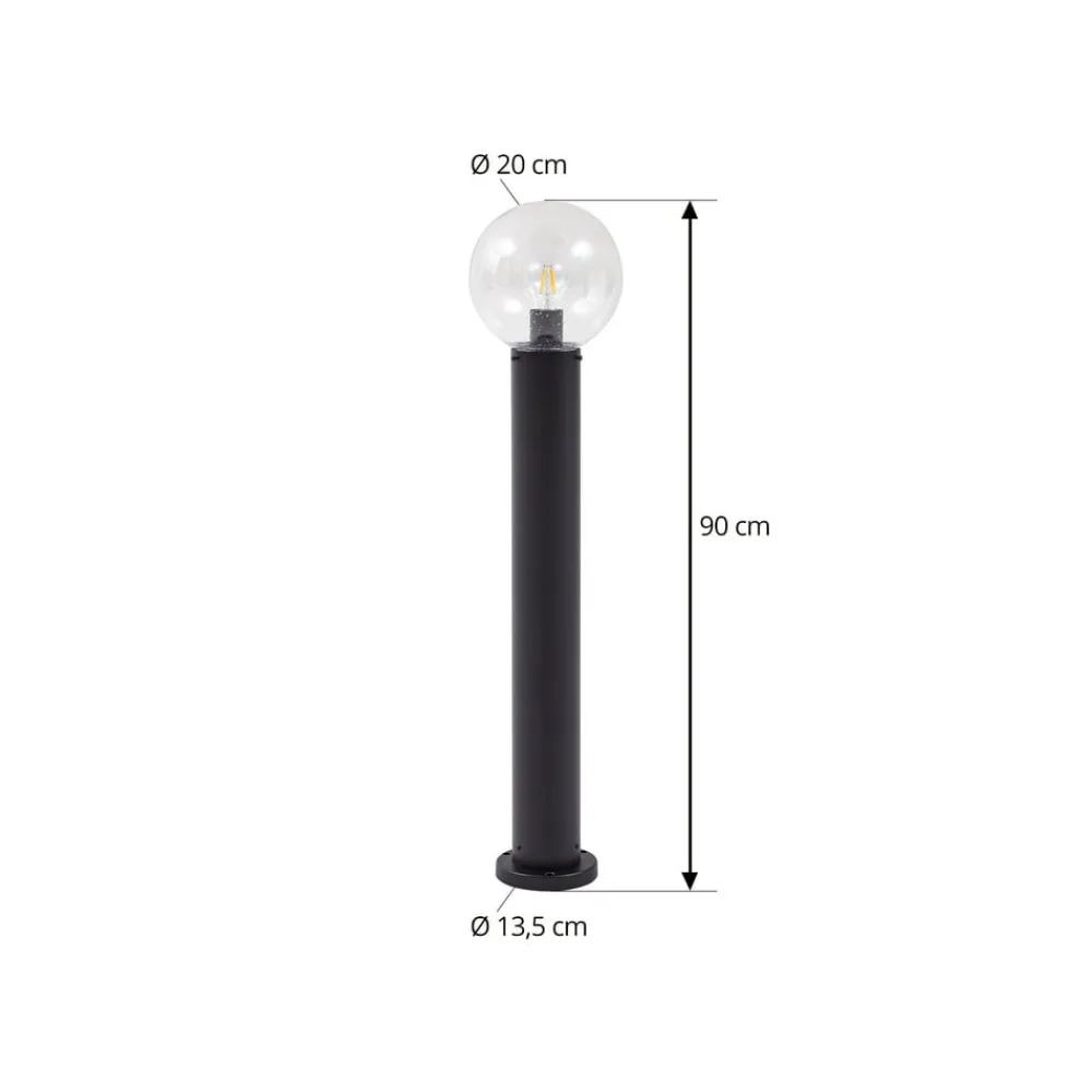 Lindby Gadebelysning > vejlampe Dangan, klar, højde 90 cm, glas, metal