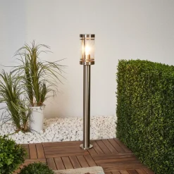 Lindby Terrassebelysning|Sokkellamper > vejlampe Djori, 80 cm, alufarve, stål, E27