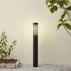 Gadebelysning ^ Lindby vejlampe Lurinda, sort, aluminium, Ø 10,5 cm