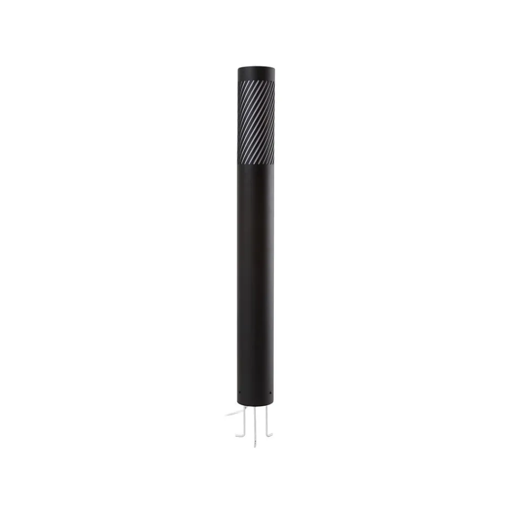 Gadebelysning ^ Lindby vejlampe Lurinda, sort, aluminium, Ø 10,5 cm
