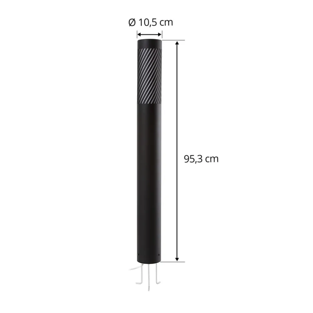 Gadebelysning ^ Lindby vejlampe Lurinda, sort, aluminium, Ø 10,5 cm