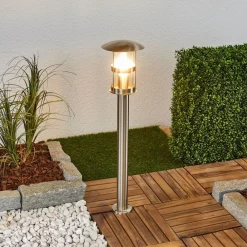 Lindby Terrassebelysning|Gadebelysning > vejlampe Noemi, grå, stål, 80 cm, IP44