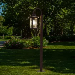 Lindby Terrassebelysning|Gadebelysning > vejlampe Zayn, rustfarvet, glas, højde 109 cm, IP65