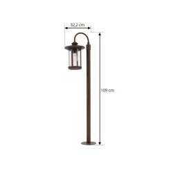 Lindby Terrassebelysning|Gadebelysning > vejlampe Zayn, rustfarvet, glas, højde 109 cm, IP65
