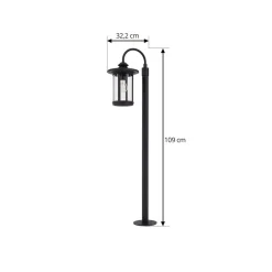 Lindby Terrassebelysning|Gadebelysning > vejlampe Zayn, sort, glas, højde 109 cm, IP65