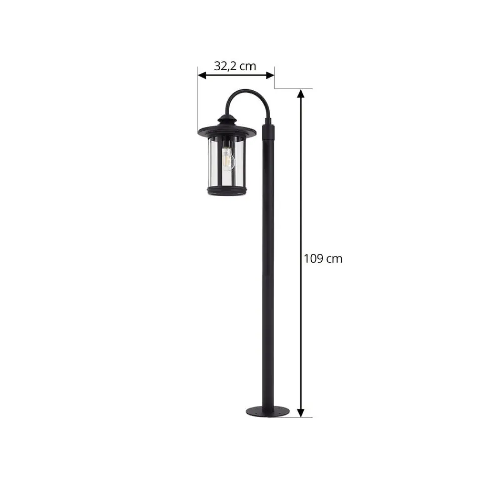Lindby Terrassebelysning|Gadebelysning > vejlampe Zayn, sort, glas, højde 109 cm, IP65