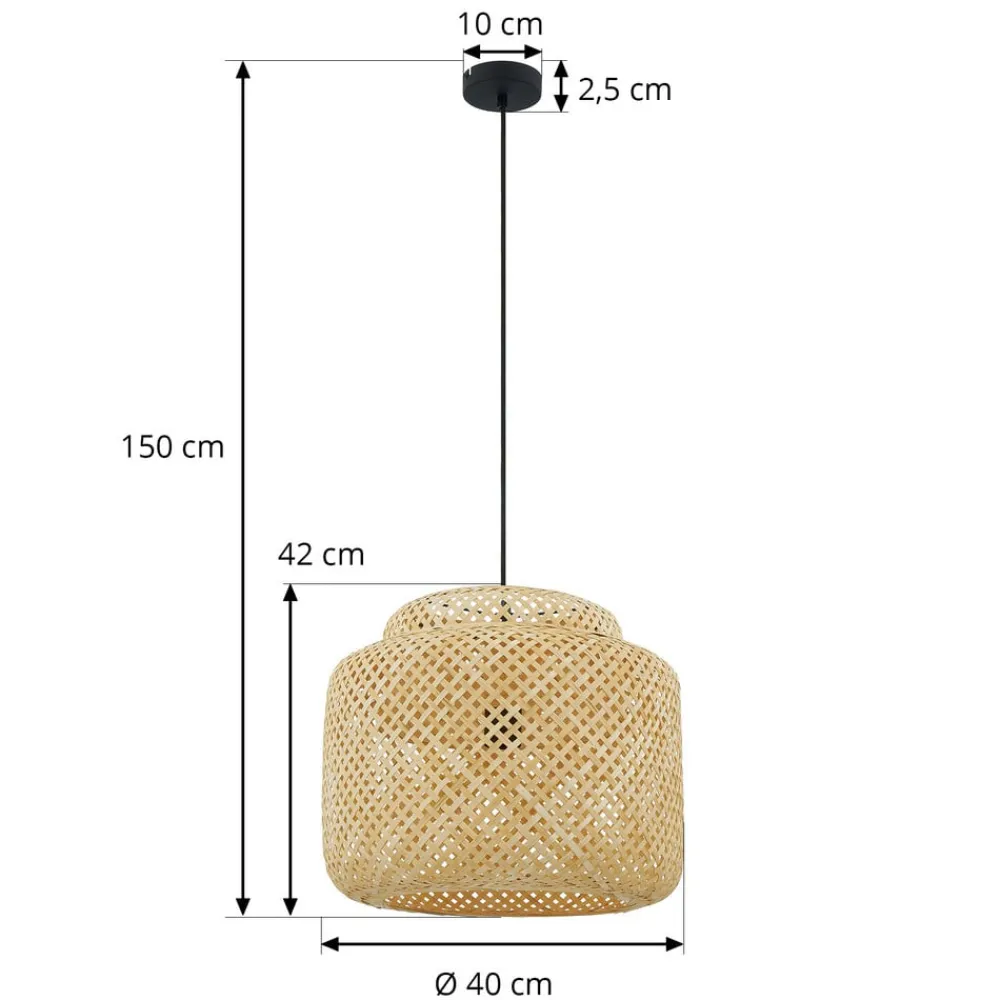 Lindby Pendellamper|Pendellamper > Venora hængelampe, Ø 40 cm, i ét plan, bambus, E27