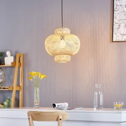Lindby Pendellamper|Pendellamper > Venora hængelampe, Ø 40 cm, pæreformet, bambus, E27