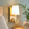 Lindby Væglamper|Væglamper > væglampe Aiden, 30 cm, antik messing, LED-læselampe