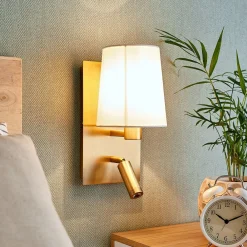 Lindby Væglamper|Væglamper > væglampe Aiden, 30 cm, antik messing, LED-læselampe