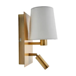 Lindby Væglamper|Væglamper > væglampe Aiden, 30 cm, antik messing, LED-læselampe