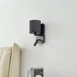 Væglamper|Væglamper ^ Lindby væglampe Aiden, 30 cm, sort, LED-læselampe, E14
