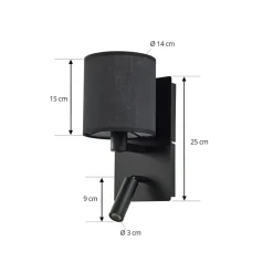 Væglamper|Væglamper ^ Lindby væglampe Aiden, 30 cm, sort, LED-læselampe, E14