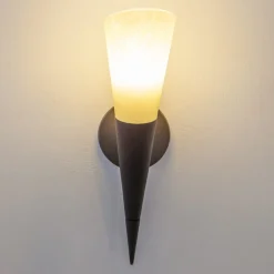 Gang|Pendellamper ^ Lindby væglampe Alva, rustfarvet, glas, 34 cm høj, E14