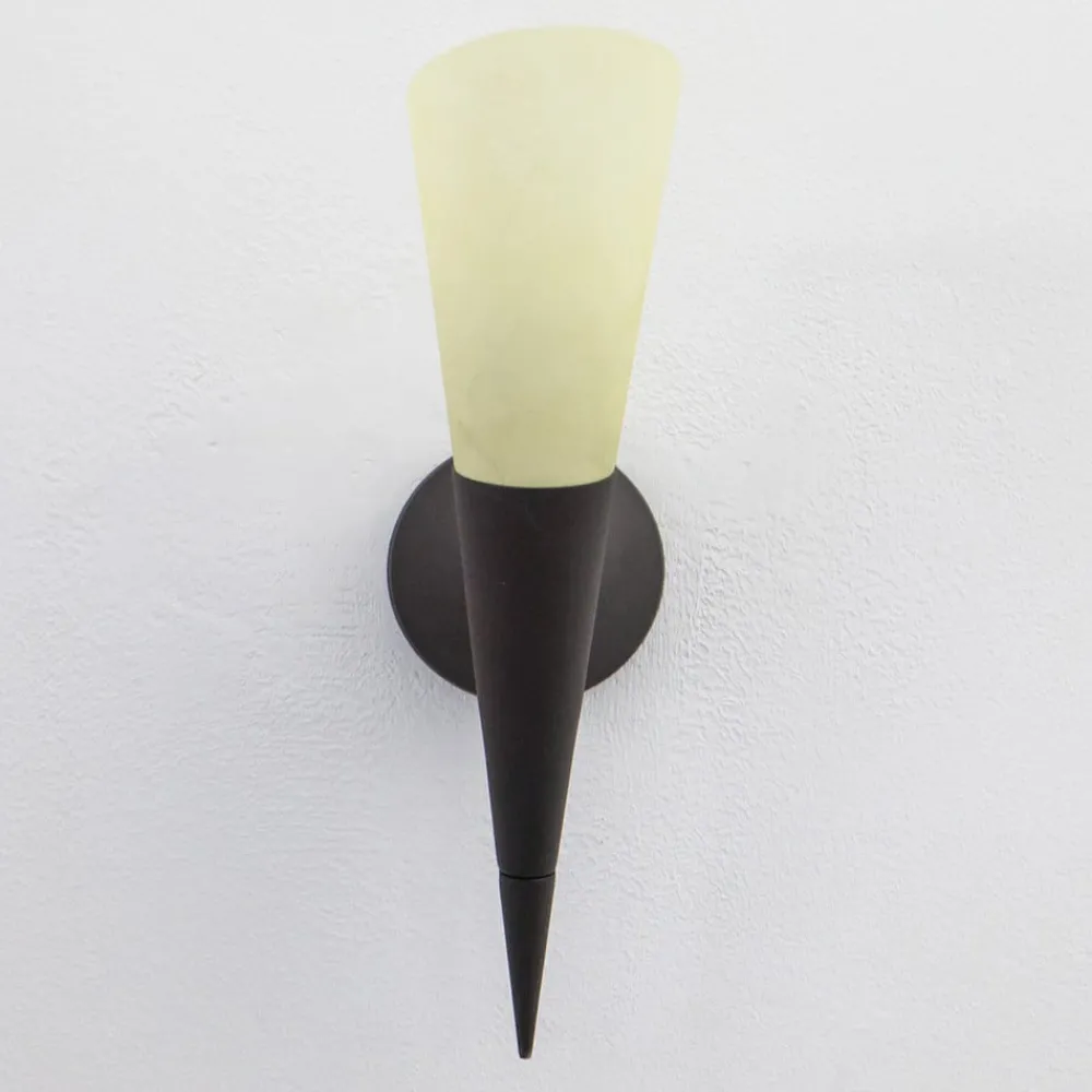 Gang|Pendellamper ^ Lindby væglampe Alva, rustfarvet, glas, 34 cm høj, E14